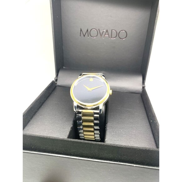 Movado Men's Watch 2100016 Museum Black Dial Swiss Quartz Two Tone Steel 39mm - Picture 3 of 14